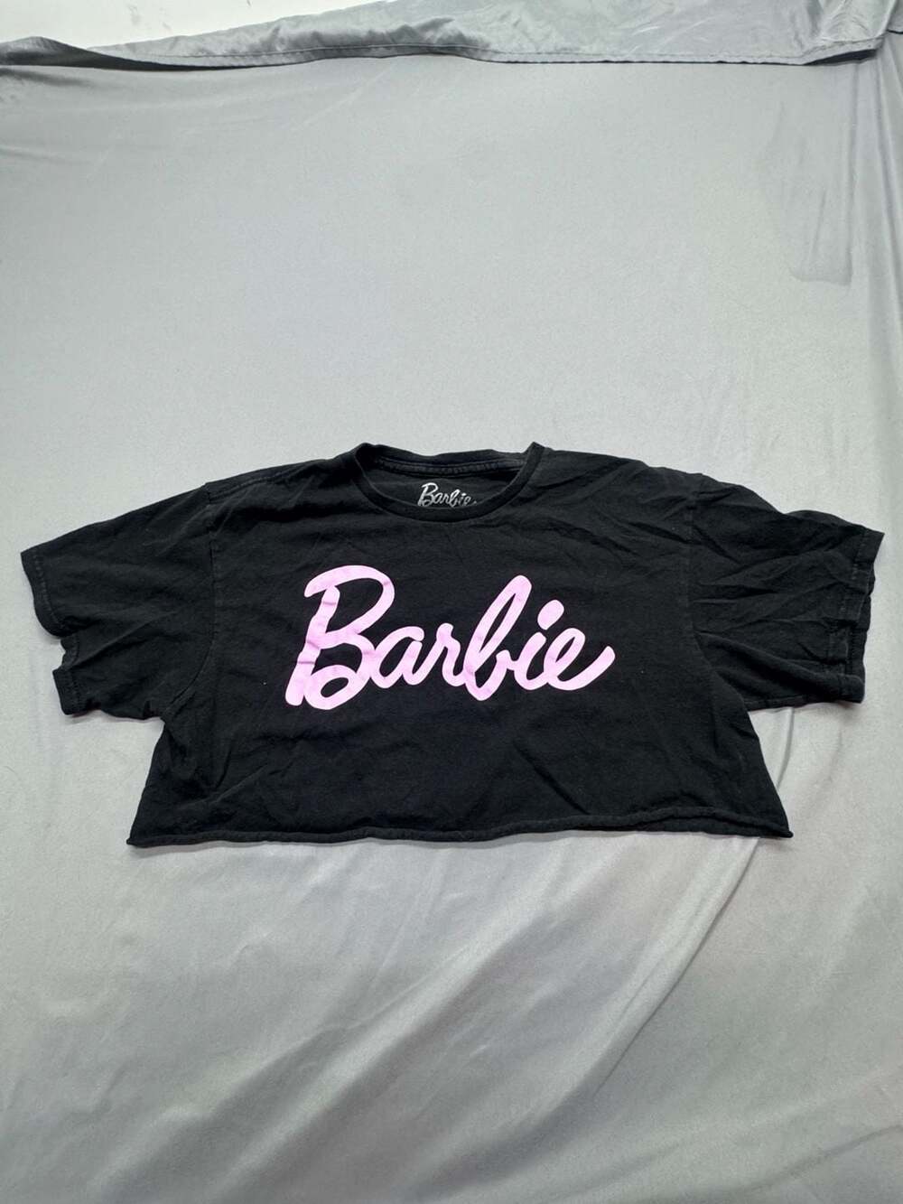 Barbie Crop T-Shirt Size M Black Pink Logo Graphic Short Sleeve